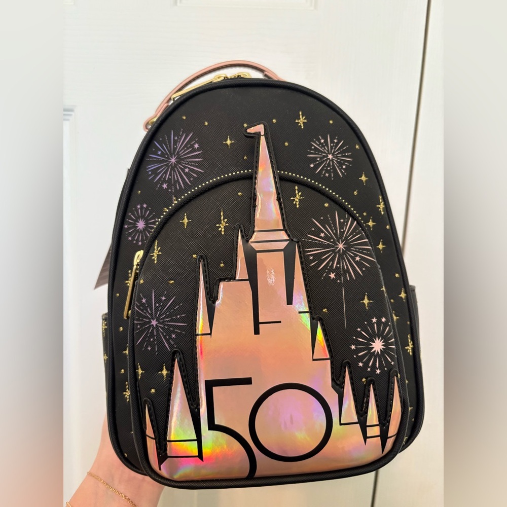 Walt Disney World 50th anniversary black loungefly backpack
